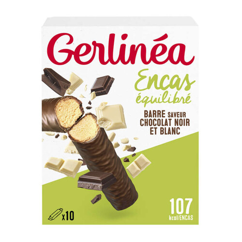 Gerlinéa Barre chocolat noir et blanc x10 310g