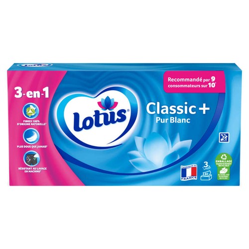 Lotus Boîte Mouchoirs Classic+ Pur Blanc x80