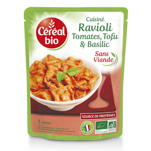 Céréal Bio Ravioli Tomates, Tofu & Basilic Sans Viande 1 Portion 267g