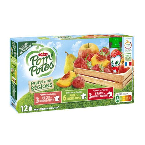 Pom'Potes Compotes Gourdes Multivariétés de nos Régions 12x90g