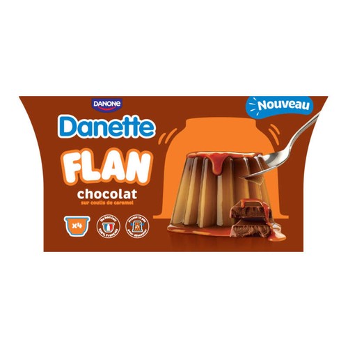 Danette Flan chocolat sur coulis de caramel x4 95g