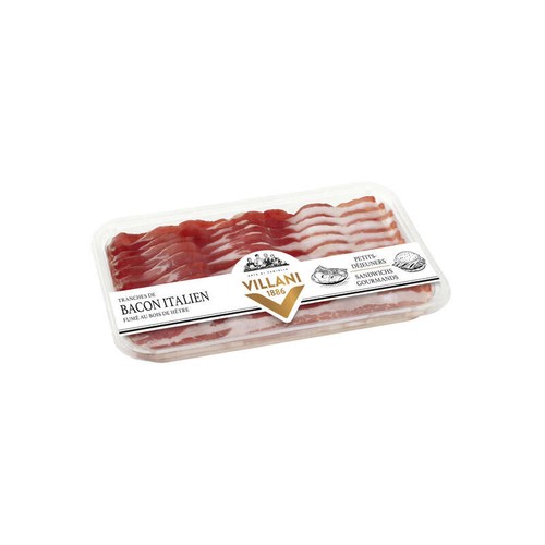 Villani Tranches de Bacon Italien Fumé au Bois de Hêtre 90g