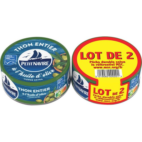 Petit Navire Thon entier huile olive extra vierge 2x160g