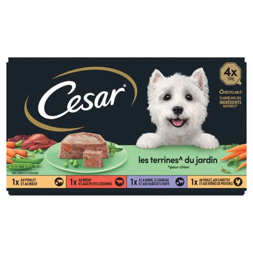 Cesar Terrines Traiteur 4 Variétés, Pour Chien 4x150g