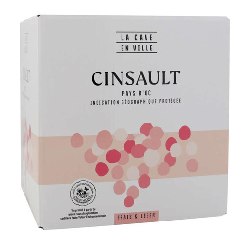 La cave en ville Cinsault Rosé Pays d’Oc Igp Cubi 3l