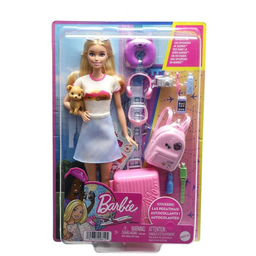 Barbie Coffret Poupée Malibu en voyage
