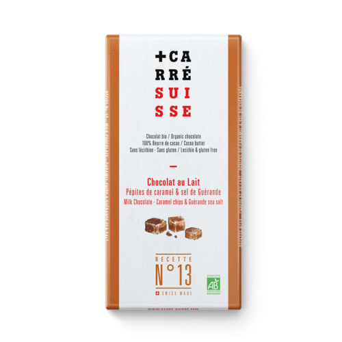 Carré Suisse Chocolat au Lait Pépites de Caramel & Sel de Guérande 100g