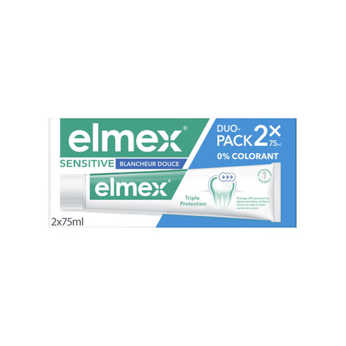 Elmex Dentifrice Sensitive Blancheur 0% colorants 2x75ml