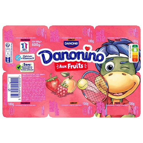 Danonino Petits Suisses Fraise Framboise Abricot 6x100g