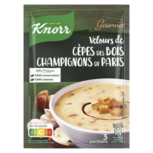 Knorr Moments Gourmets Soupe déshydratée Velours de Cèpes Champignons x3 91g
