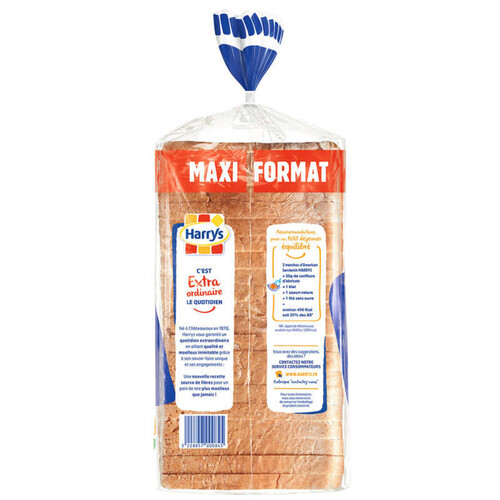Harrys pain de mie american sandwich nature maxi sans additifs 825g