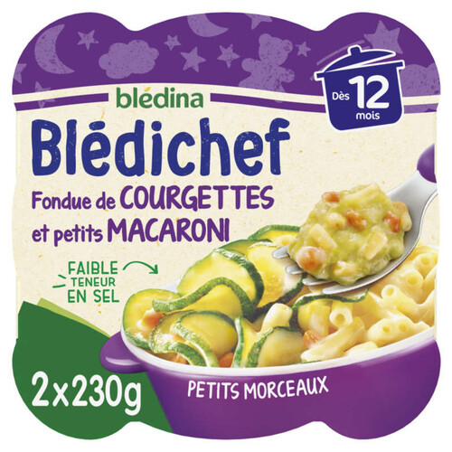 Blédina blédichef fondue de courgette et petits macaroni 2x230g