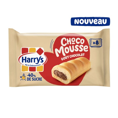Harrys Gâteaux moelleux fourrés chocolat Choco Mousse moins de sucres, le paquet de 8 sachets, 280g