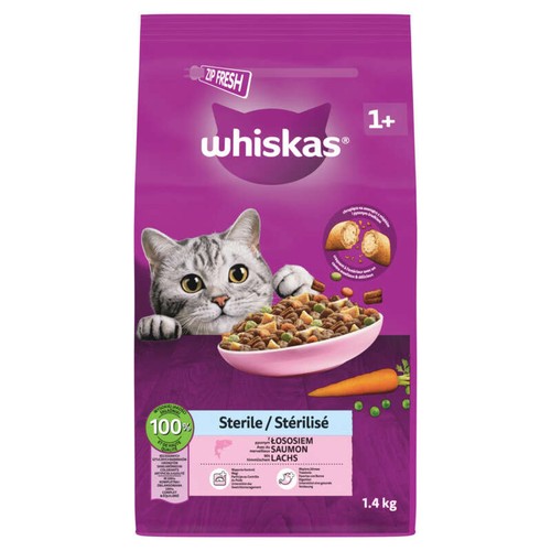 Whiskas Croquettes au Saumon pour chat adulte stérilisé 1,4kg