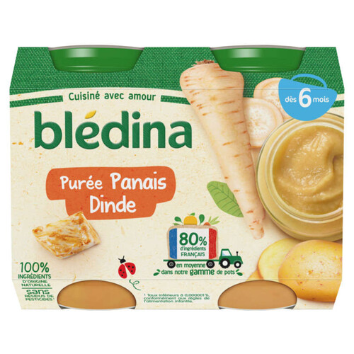 Blédina Pots Purée Panais Dinde dès 6 mois 2x200g