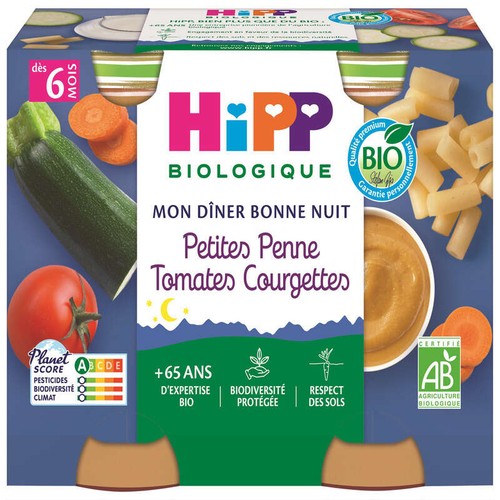 [Par Naturalia] Hipp Biologique Plat Petites Penne Tomates Courgettes dès 6 mois 2x190g