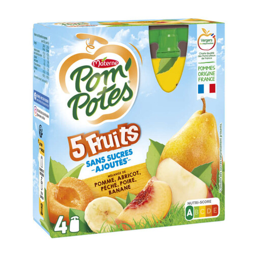 Pom'potes aux cinq fruits jaunes le pack de 4x90g