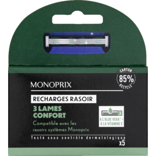 Monoprix Recharges Rasoirs Système Confort 3 Lames X5