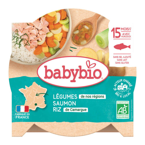 BabyBio Méli-mélo de Légumes Saumon & Riz Dès 15 mois 260g