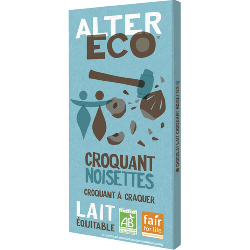 Alter Eco Choco Lait Croquant Noisettes Bio 100g