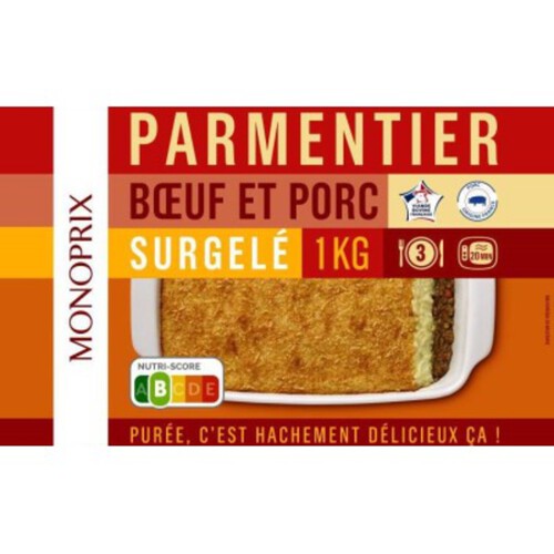 Monoprix parmentier bœuf et porc surgelé 1kg