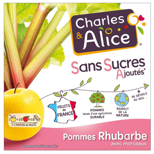 Charles&Alice Spécialité de pommes rhubarbe 4x97g