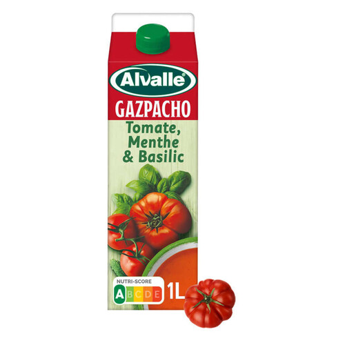 Alvalle - Gazpacho - soupe froide de tomate, menthe et basilic - La brique de 1L