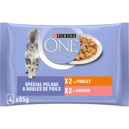 Purina One Effilés Chat pelage au saumon 4x85g