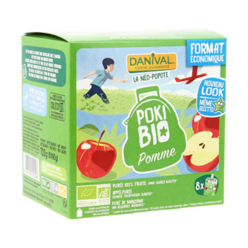 [Par Naturalia] Danival Poki Purées 100% Fruits Pomme Sans Sucres Ajoutés 8X90G Bio