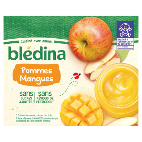 Blédina Pots fruits Pommes Mangues dès 6 mois 4x130g