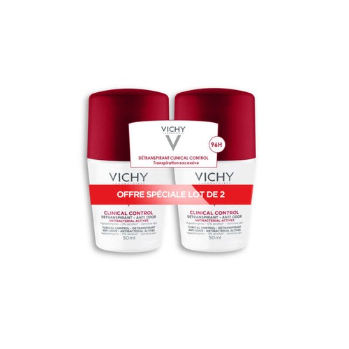 Vichy Clinical Control Déodorant 96H Détranspirant Anti-Odeur Roll-On 2x50ml