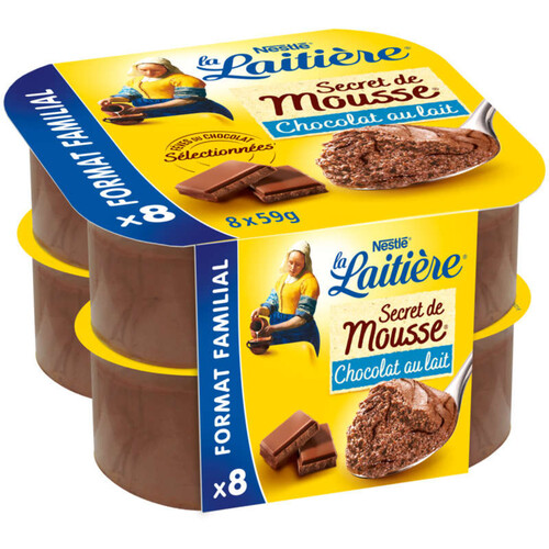 La Laitière Secret mousse chocolat au lait 8x59g