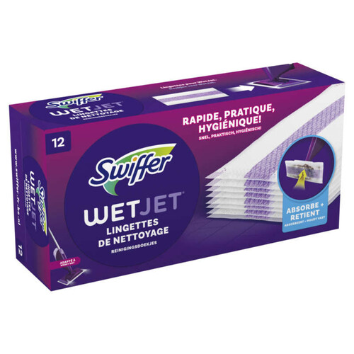 Swiffer WetJet Recharges Lingettes Nettoyantes, Lingettes Multi-Surfaces 12x