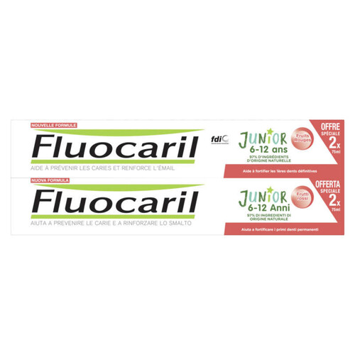 [Para] Fluocaril Dentifrice Junior 6-12 ans Fruits Rouges Lot 2x75ml