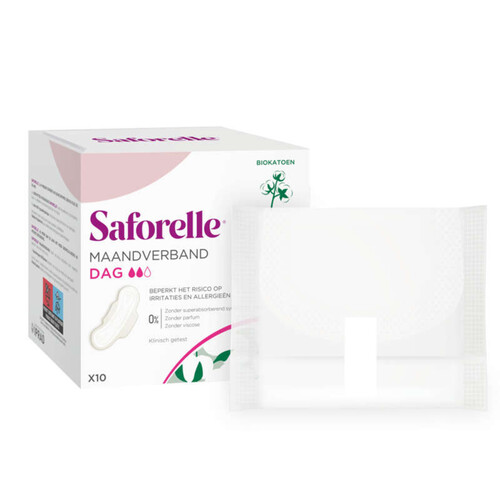 Saforelle Serviettes Hygiéniques Jour Coton Bio x10