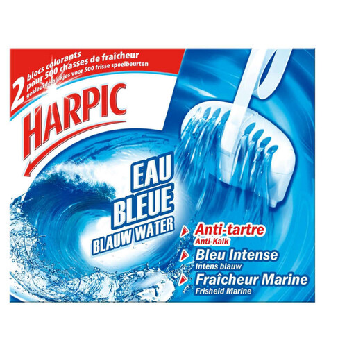 Harpic Blocs colorants cuvette WC, eau bleue, fraîcheur marine 2 unite