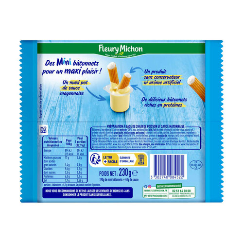 Fleury Michon mini moelleux mayonnaise 21 bâtonnets 230g