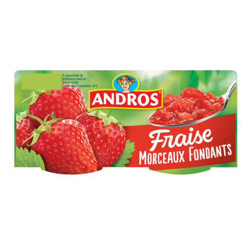 Andros Compote fraise avec des morceaux fondants 4x100g 