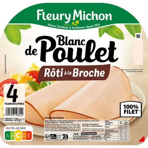Fleury Michon Blanc De Poulet Rôti À La Broche x4