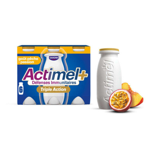 Danone Actimel+ Triple Action Goût Pêche Passion 6x100g