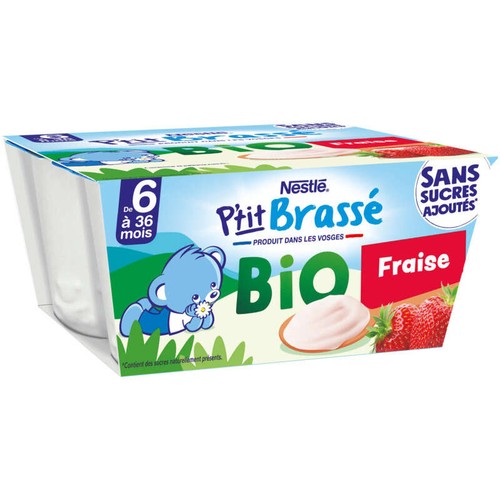 Nestlé Ptit Brasse Fraise Bio 4x90g