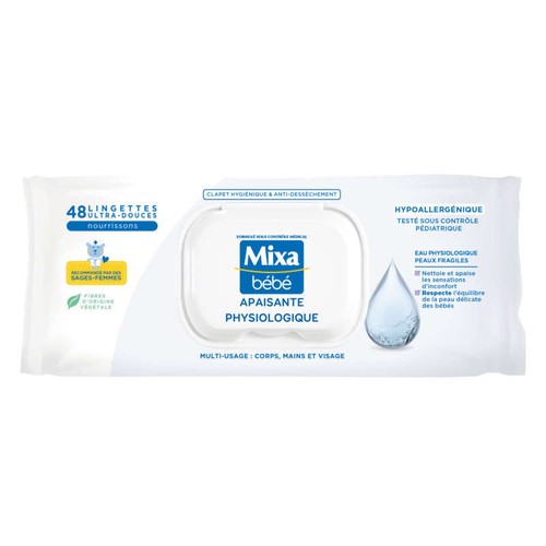 Mixa Lingettes Bébé Apaisante Physiologique x48