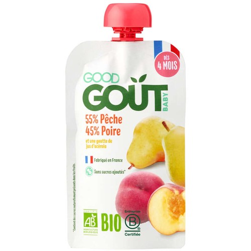Good Goût Baby Compote Pêche Poire Dès 4 Mois Bio 120g