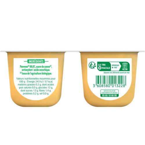 Andros Compote Pomme Nature Bio 4x90g