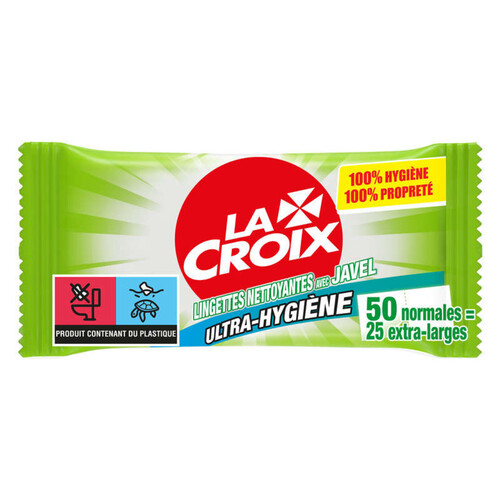 La Croix Lingettes Nettoyantes Désinfectantes Javel Ultra Hygiène x50