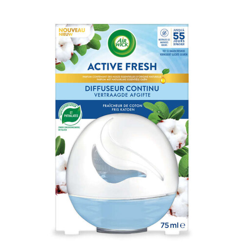 Air wick active fresh fraîcheur de coton 75ml