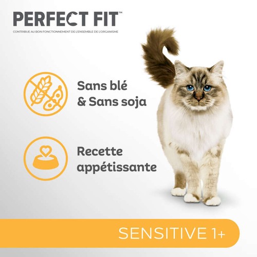 Perfect Fit sensitive 1+ croquettes riche en dinde chat adulte sensible stérilisé 1,4kg