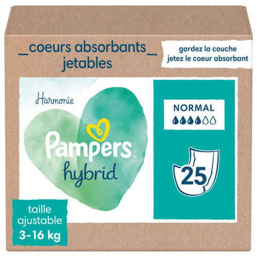 Pampers Harmonie Hybrid Couche Lavable Coeurs Absorbants Jetables X25