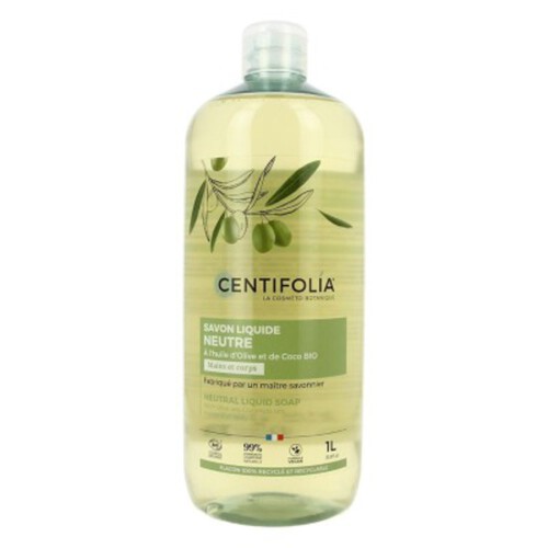 [Para] Centifolia Savon Liquide Neutre à l'Huile d'Olive et de Coco Bio Mains & Corps 1L