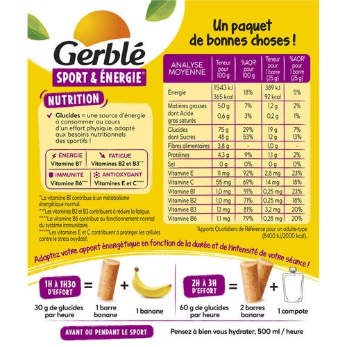 Gerblé Sport Barre saveur Banane 150g